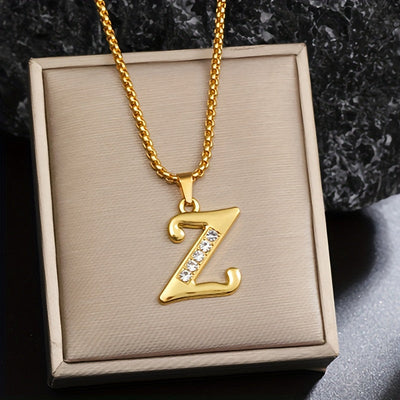 Crystal Accent Initial Necklace | Gold