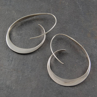 Silver Spiral Hoops
