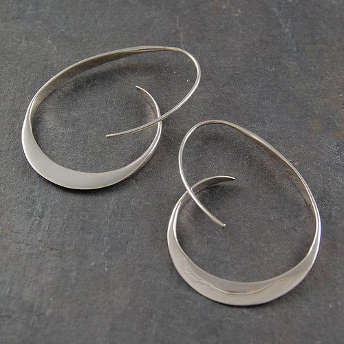 Silver Spiral Hoops