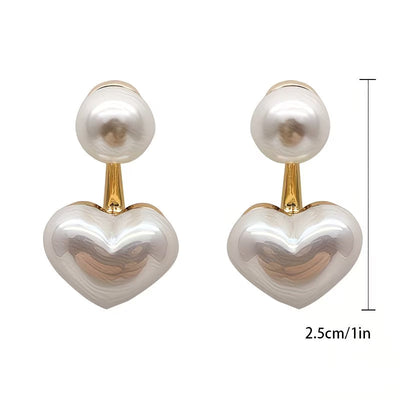 Double Pearl Heart Earrings