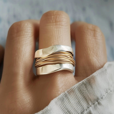 Two-Tone Twisted Band Ring
