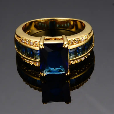 Distinguished Deep Blue Gold Ring