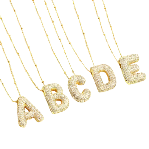 Gold Bubble Letter Necklace