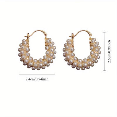 Layered Pearl Hoop Earrings