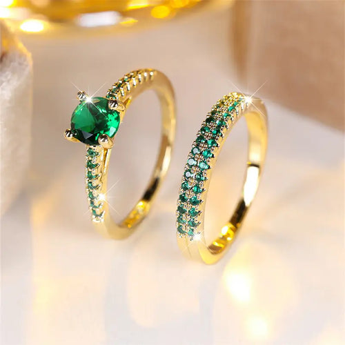 Moni Emerald Duo Rings