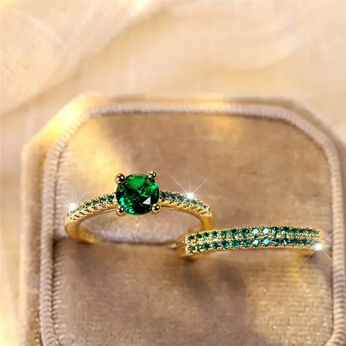 Moni Emerald Duo Rings