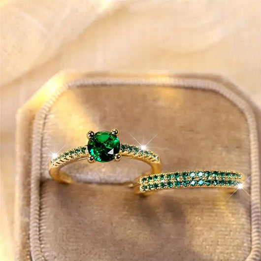 Moni Emerald Duo Rings
