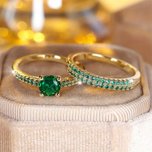 Moni Emerald Duo Rings
