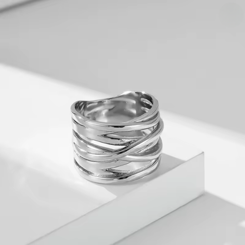 Captivating Multilayer Cross Band Ring