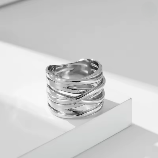 Captivating Multilayer Cross Band Ring