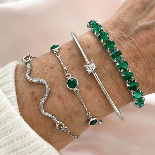 Emerald Layered Bracelet Set