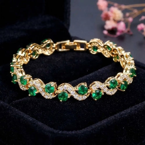Graceful Emerald Wave Bracelet