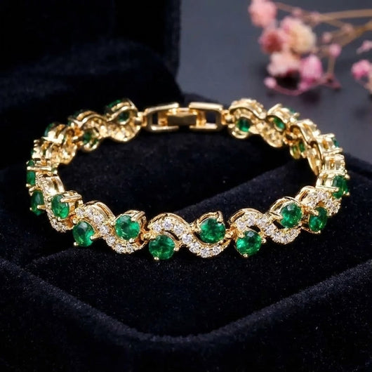 Graceful Emerald Wave Bracelet