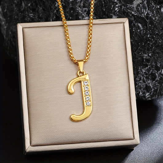 Crystal Accent Initial Necklace | Gold