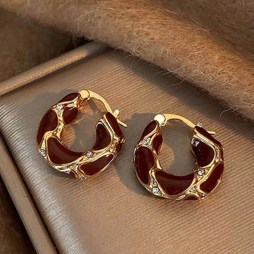 The Regal Burgundy Hoop Earrings