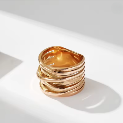 Captivating Multilayer Cross Band Ring