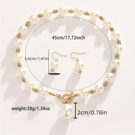 Chunky Pearl Statement Necklace Set