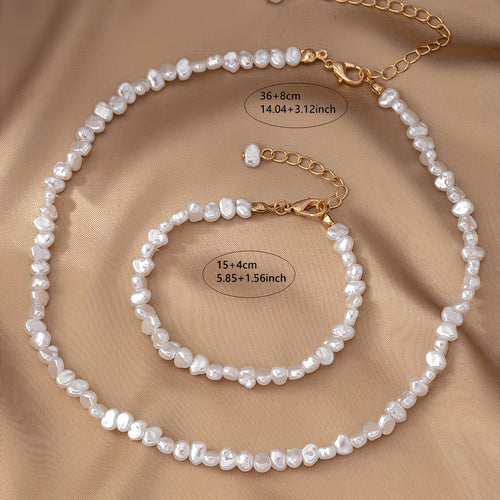Baroque Pearl Necklace & Bracelet Set
