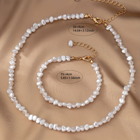 Baroque Pearl Necklace & Bracelet Set