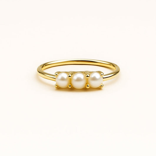 Triple Pearl Gold Ring
