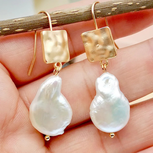 Rough Freshwater Pearl Earrings