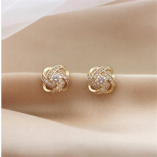 Elegant Silver Floral Stud Earrings