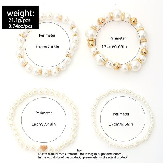 Pearl Stacking Bracelet Set of 4