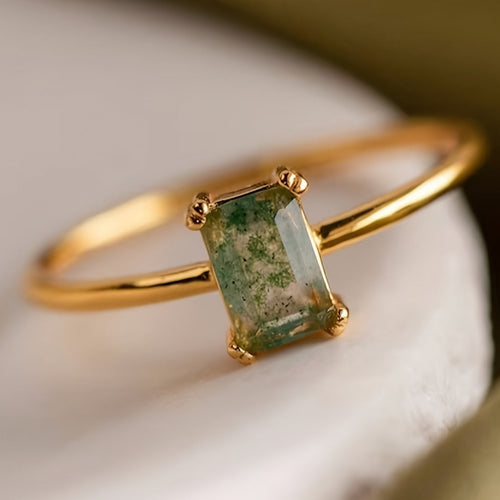 Natural Moss Emerald Ring