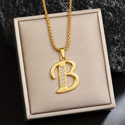 Crystal Accent Initial Necklace | Gold
