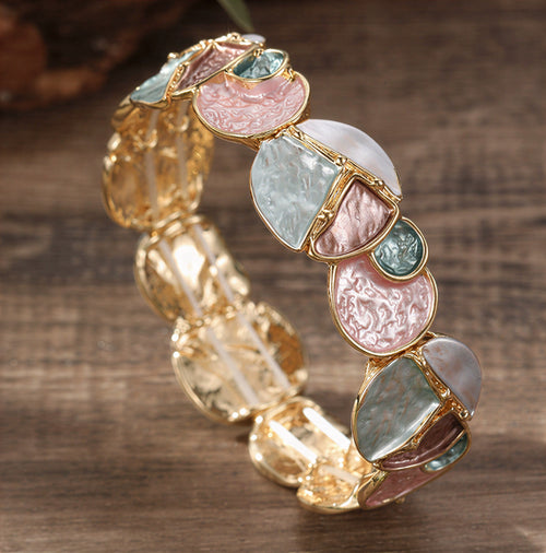 Elegant Pastel Stone Bangle Bracelet