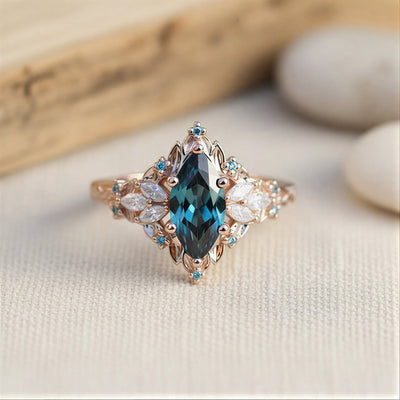 Vintage Teal Marquise Ring