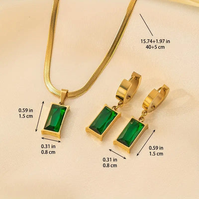 Luxe Emerald Necklace & Earring Set