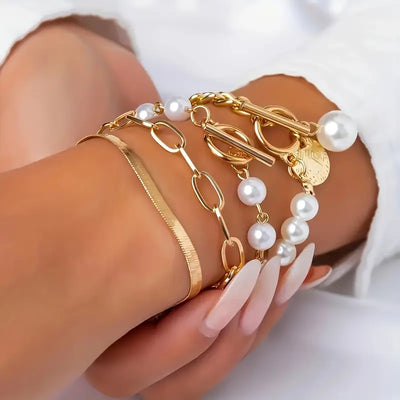 Premium Layered Pearl Bracelet Set