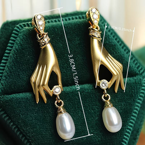Graceful Hand Pearl Earrings