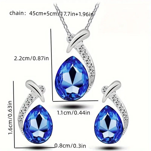 Sapphire Teardrop Jewelry Set