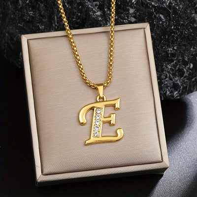 Crystal Accent Initial Necklace | Gold