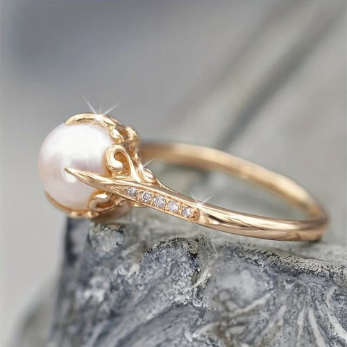 Delicate Pearl & Crystal Ring