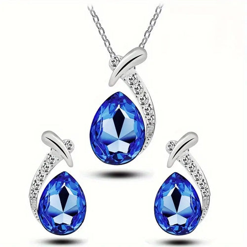 Sapphire Teardrop Jewelry Set