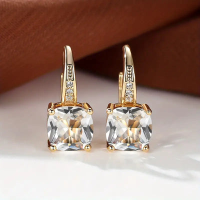 Majestic Stone Gold Hoops Earrings