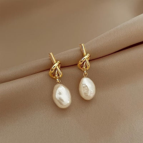 Knotted Pearl Elegance Earrings