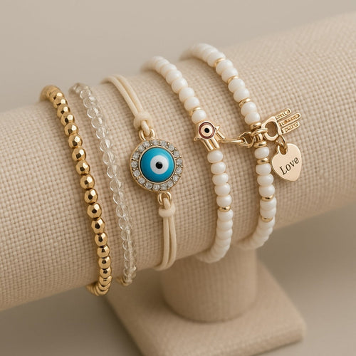 Elegant Gold Hamsa Bracelet Bundle