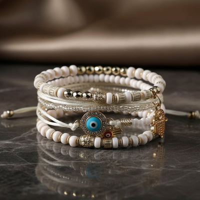 Elegant Gold Hamsa Bracelet Bundle