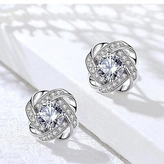 Elegant Silver Floral Stud Earrings