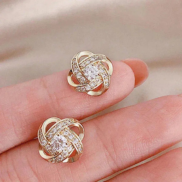 Elegant Silver Floral Stud Earrings