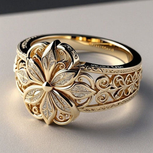 Exotic Floral Gold Ring