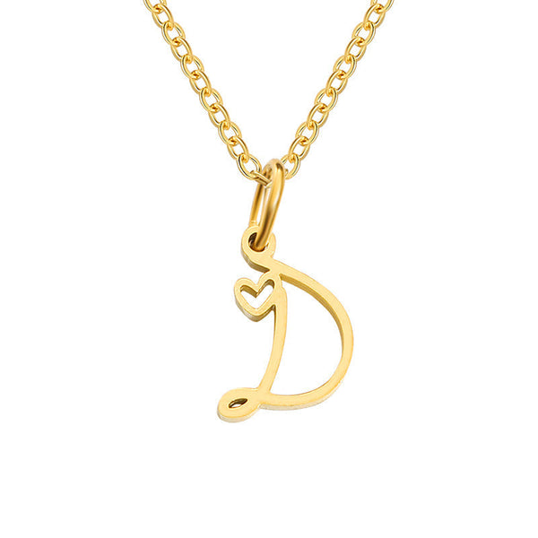 Heart Initial Necklace | Gold