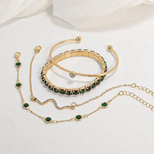 Golden Emerald Bracelet Set