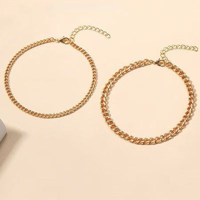 Layered Cuban Link Anklet | Gold