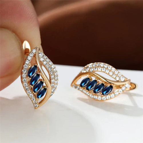 Elegant Sky Blue Gold Earrings
