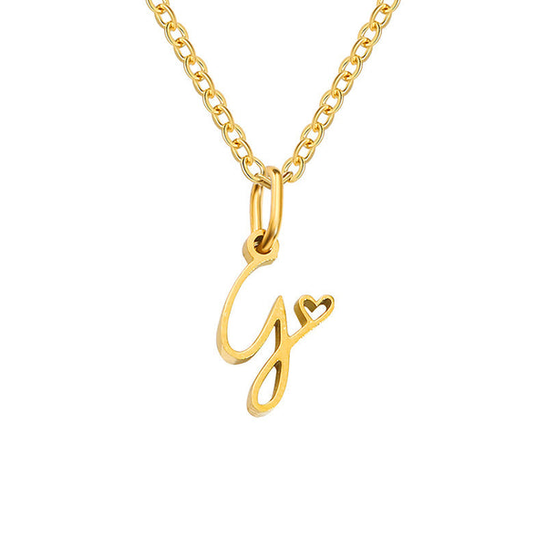 Heart Initial Necklace | Gold